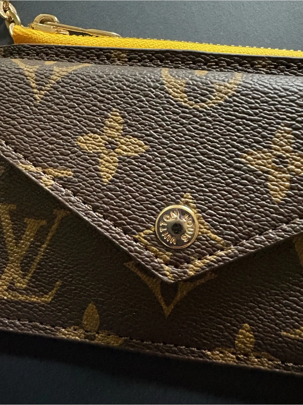 Fashion Brown Yellow Multi Print Cardholder Keychain Wallet